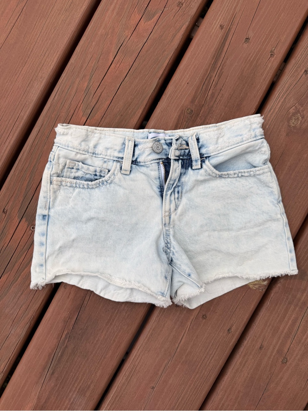 Girls Old Navy Light Blue Denim Jean Shorts - Frayed Hem